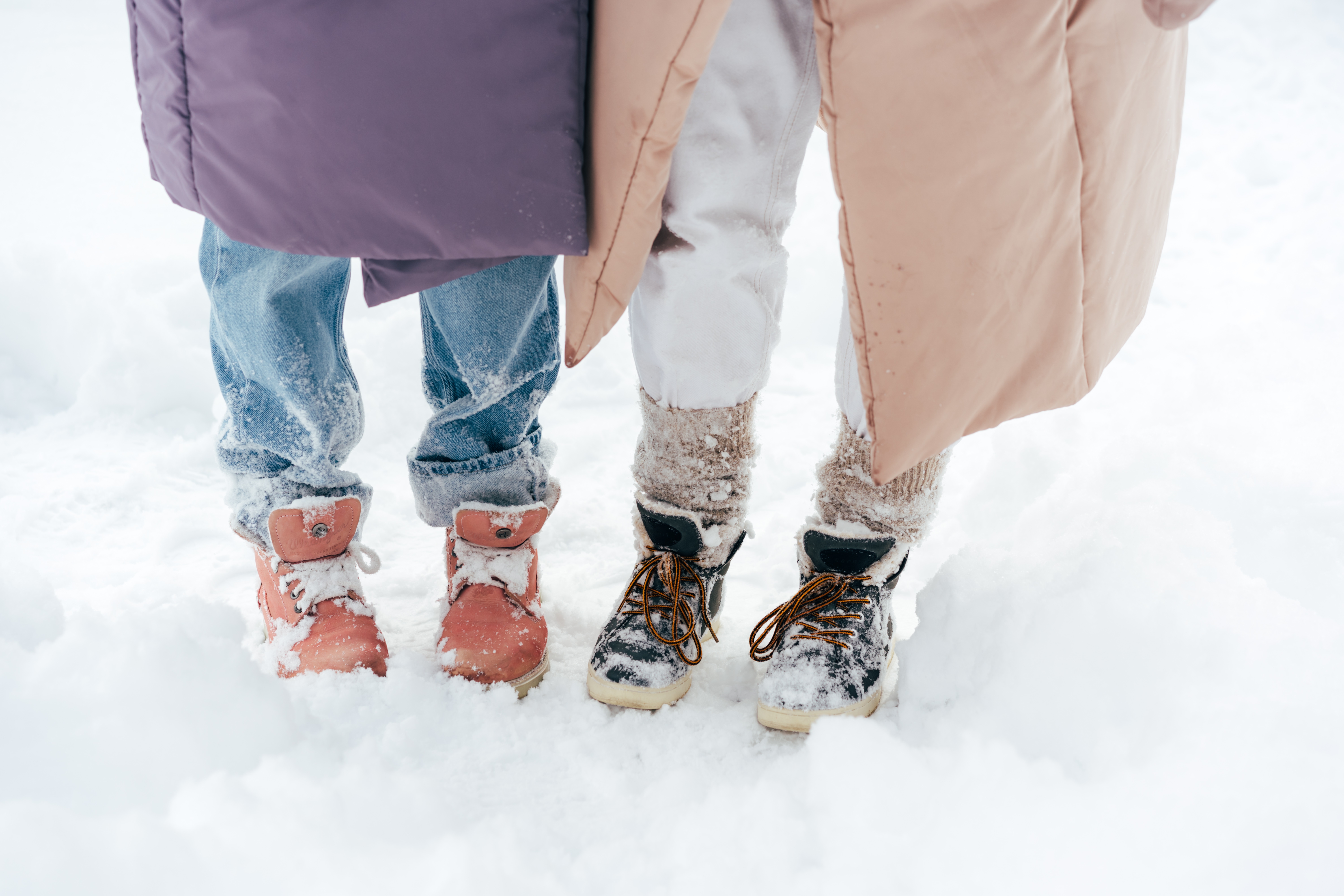 Closeup of feet in snow Closeup of feet in snow